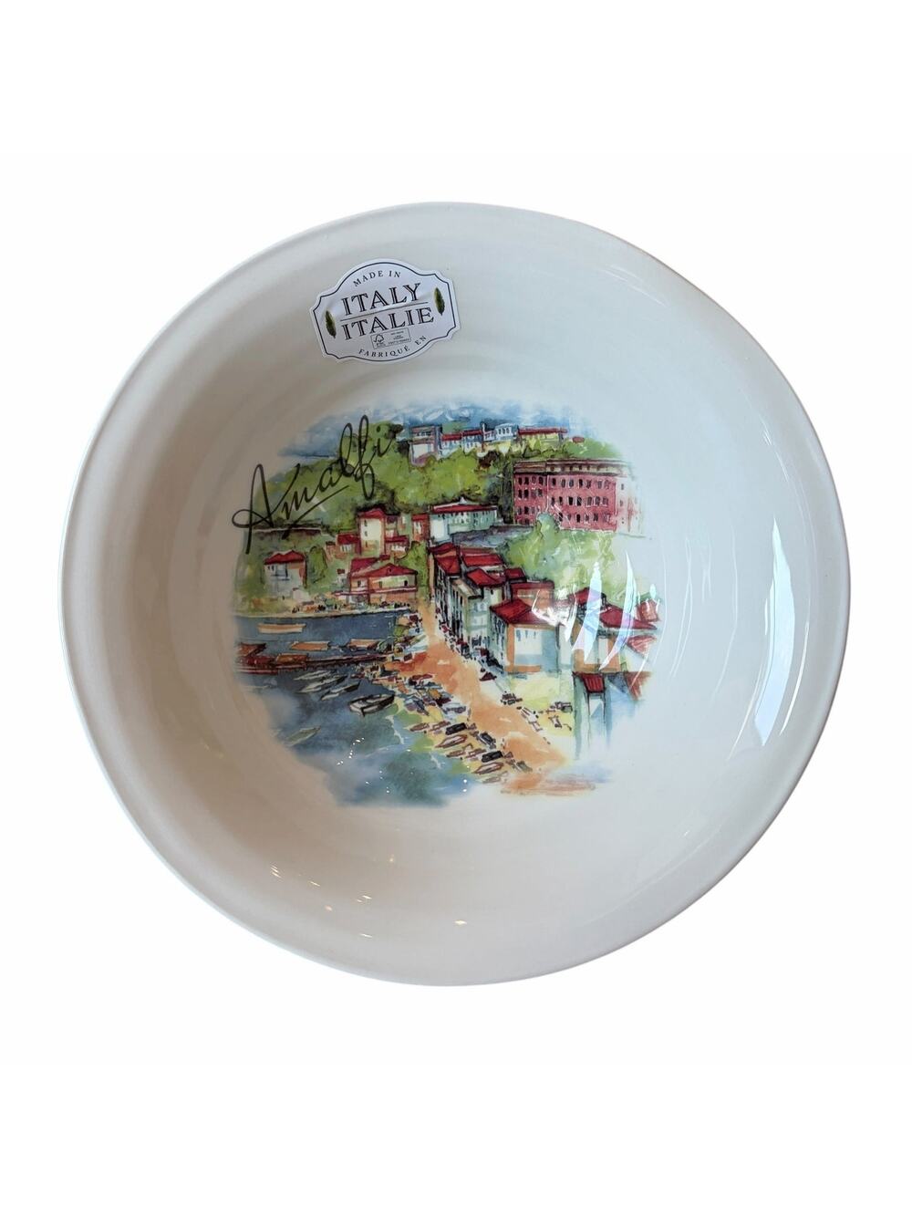 Ceramica Cuore Seaside Village Pasta Bowl AMALFI 10.5in Made in Italy New